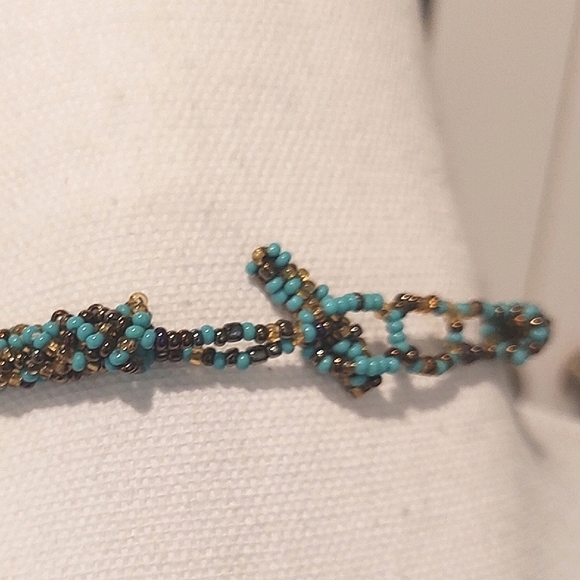 Multi Strand Handmade Turquoise and Bronze Beaded Necklace - Picture 12 of 12